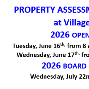 Property Assessment Reviews - 2026 Open Book & Board of Review Dates and Times